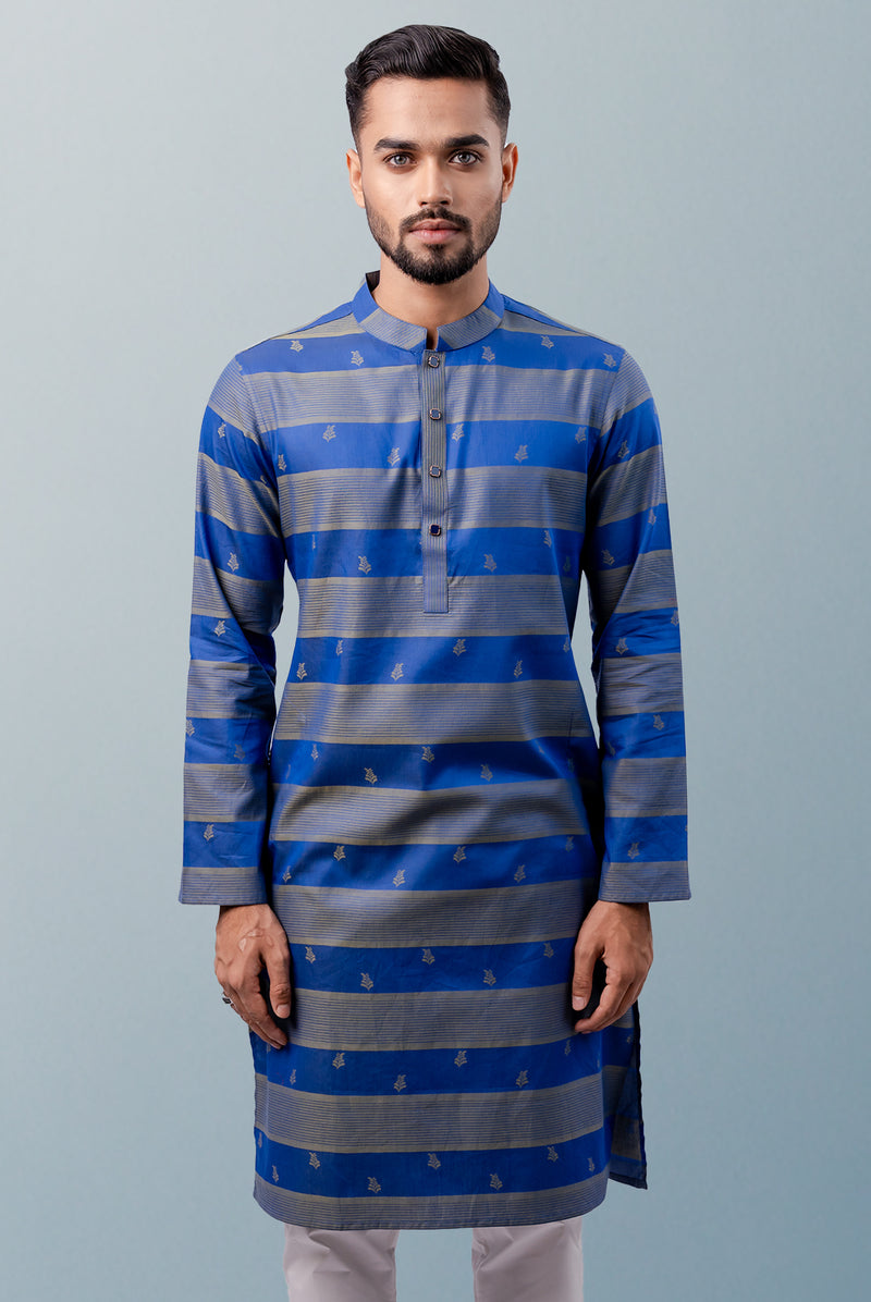 Snap Button Blue Men's Panjabi