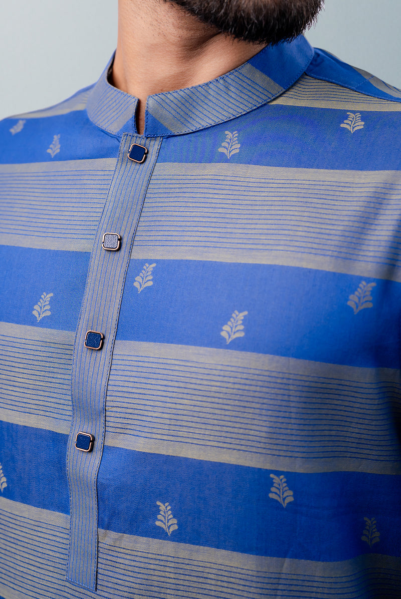 Snap Button Blue Men's Panjabi